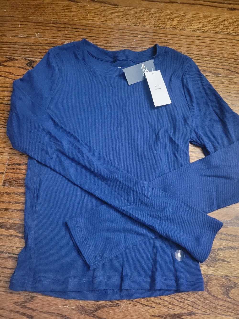 Hollister Women's Long-Sleeve Ribbed Top - Deep Blue